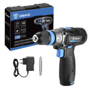 Дрель-шуруповерт аккумуляторная ,12В, 2АКБ 1,5 А/ч, 1500 об.мин, 32 Нм,DEKO ZKCD12V PRO...Deko 084-1013