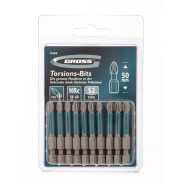 Набор бит торсионных PH3x50 mm, для ударных шуруповертов, 10 шт.  ...Gross 11494