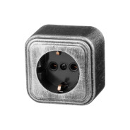 Розетка одноместная открытой установки с заземляющим контактом серебро, Стандарт  ...ЮПИТЕР JP7431-03