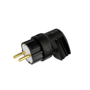 Вилка угловая штепсельная с заземляющим контактом, 16А, 250В, черная  ...BYLECTRICA В16-416