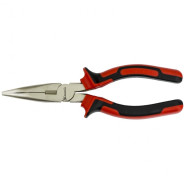 Длинногубцы NICKEL, 180 mm, изогнутые никелированные, двухкомпонентные рукоятки  ...Matrix 17422