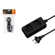 Удлинитель 3м (2 роз., 2.2кВт, б/з, ПВС 2х0.75) черный  ЮПИТЕР JP8101-29