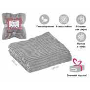 Покрывало флисовое 200x220 см., серое, серия Sleep mood  PERFECTO LINEA 60-200227