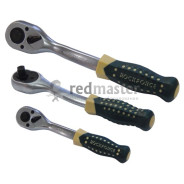 Трещотка реверсивная усиленная изогнутая с резиновой ручкой 3/8 (72зуб.)  ...Rock FORCE RF-802322