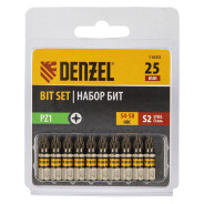 Набор бит PZ1х25, сталь S2, шестигранный профиль, 10 шт.  DENZEL 11653