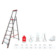 Лестница-стремянка алюм. проф. 150см, 7 ступ., 7.2кг, NV500 (с лотком-органайзером, макс. нагрузка 2...Новая Высота 3118107