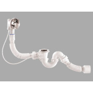 Сифон для ванны автомат U-образный с выпуском и переливом, с гибкой трубой 40х40/50  ...BAKIMAY 100101006