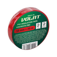 Изолента ПВХ 15ммх20м красная (130 мкм)  ВОЛАТ 50013-20