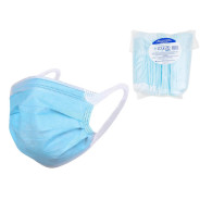 Маска текстильная 3-х слойная бытовая синяя   РФ (уп. 50 шт)