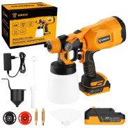 Краскопульт аккумуляторный , 20В, 2АКБ 2,0 А/ч, HVLP, нижний бачок 800 мл, сопло 1-2,5,  DEKO DKSG20...Deko 063-4020