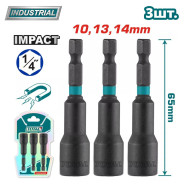 Набор торцевых магнитных насадок 10,13,14 x65 мм   (3 шт)TOTAL TAC2703431