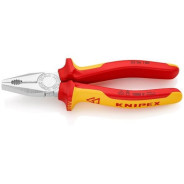 Плоскогубцы комбинированные VDE 1000V, L-180 мм, хром., 2-комп. рукоятки   ...KNIPEX 0306180