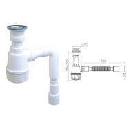 Сифон для кухни с прикручивающимся выпуском 70mm, с гибкой трубой 1 1/2"-40/50mm  ...AV Engineering AVE129760