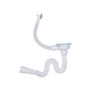 Сифон 3 1/2" гофрированный, с круглым переливом, пластиковый винт 45mm, выход 40/50  ...AV Engineering AVE129779