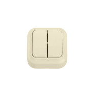 Выключатель бежевый двухклавишный открытой установки, до 6А, Вариант  ...BYLECTRICA А5 6-2112 бежевый