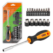 Отвертка-битодержатель с комплектом бит и головок 17пр.,в блистере  ...ISMA ISMA-5171