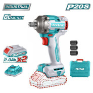 Гайковерт, 1/2", 20В, 2АКБ 2.0А/ч, 2300 об./мин,  TOTAL TIWLI2040