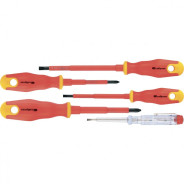 Набор отверток диэлектрических до 1000 В, тестер, двухкомпонентные рукоятки, 5 предм.  ...Сибртех 12937