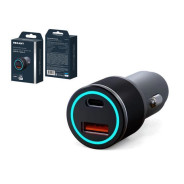 Устройство зарядное автомобильное c двумя портами (USB-C + USB-A) c LED-подсветкой, 48Вт  ...REXANT 18-2230-5