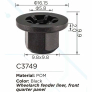 Клипса для крепления внутренней обшивки а/м Ленд Ровер пластиковая (100шт/уп.)  ...Forsage клипса C3749(Land Rover)