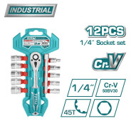 Вороток 1/4 " с набором головок   (12 предметов)TOTAL THT14114126