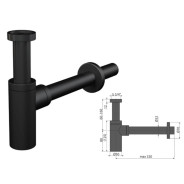 Сифон для умывальника D32 DESIGN, цельнометаллический, черный мат  ...Alcaplast A400BLACK