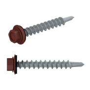 Саморез кровельный 5.5х19 мм цинк, шайба с прокл., PT3, RAL 3009 (5000 шт в коробе) (по металлу, цве...STARFIX SM-18707-5000