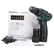 Дрель-шуруповерт аккумуляторная, 12В, 2АКБ 1,5 А/ч, 1350 об.мин, 28Нм,   Green 12V Plus ...Zitrek 085-1014