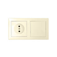 Блок бежевый выключатель одноклавишный + розетка скрытой установки, Стиль  ...BYLECTRICA В-РЦ-685 бежевый
