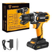 Дрель-шуруповерт аккумуляторная , 20В, 1АКБ 1,5 А/ч, 42Нм, 1350 об.мин, DEKO Banger 20V ONE +...Deko 083-1042