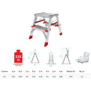 Лестница-стремянка алюминиевая двухст. 44см, 2 ступ., 3кг, NV5120 Новая высота (до 225 кг)  ...STARTUL 5120202