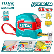 Рулетка усиленная с магнитом 5м  TOTAL TMT80532M