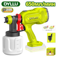 Краскораспылитель аккумуляторный, 20В, БЕЗ АКБ 0,1-0,2 бар, макс. вязкость-100 DIN,  объем бачка 800...DYLLU DTSU3066