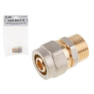 Ниппель 16(2.0)х1/2 нар. для трубы PEX  (Муфта с наружной резьбой)  ...AV Engineering AVE309004