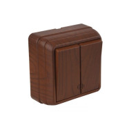 Выключатель 2-клав. (с подсветкой, открытый) орех, BRON (10 A, 250 V, IP 20)  21603260257...MUTLUSAN 21 603 260 257