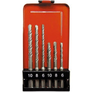 Набор буров по бетону, 6-8-10х110, 6-8-10х160 мм, 6 шт., в пластик. коробке, SDS PLUS  ...Matrix 71096