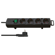 Удлинитель 2м, 4 розетки, 3.3кВт, выкл., ПВС, черный, Comfort-Line Plus,  ...BRENNENSTUHL 1153100100