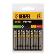 Набор бит PZ2х50, сталь S2, шестигранный профиль, 10 шт.  DENZEL 11656