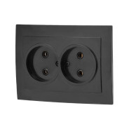 Розетка 2-ая, скрытая, без заземления, черная, Стандарт, RS 16-237 Ч,  ...ЮПИТЕР JP7423-04