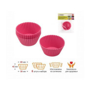 Форма для выпечки, силиконовая, кекс (маффин), 6.5 х 4.2 x 3 см, FRUIT DOVE, 6 штук  ...PERFECTO LINEA 1629054