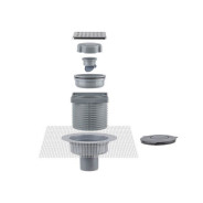 Сливной трап 150х150, подводка-прямая, решетка-нерж. сталь, гидрозатвор-сухой  ...BAKIMAY 900109012