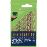 Набор нитридтитан. сверл по металлу, 1.5-6.5мм (через 0.5мм, 3.2мм, 4.8мм), НSS,13 шт.  ...Сибртех 723867
