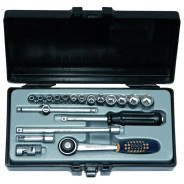 Набор 1/4" 6-ти гр.головок 4-14 mm и инструмента 19 пр.с цилиндр.трещоткой  ...Force 2203-72