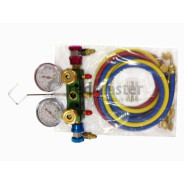 Алюминиевый блок манометров, для фриона R12,R22 R134А ( 2 крана, 3 цветных шланга 60"х1/4"...Force 9G4102