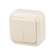 Выключатель 2 клавишный, открытый, до 6А, бежевый, Стандарт, VA 56-232-БЖ,  ...ЮПИТЕР JP7430-02