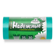 Мешки для мусора с ушками, 35 л, 30 шт, "НАДЕЖНЫЕ", зеленые (50х57.5см/12мкм)  ...РОМАШКА ВЛ03830У