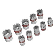 Набор торцевых головок 3/8", 6-ти гр., CrV, 10шт., 8-19мм,  Matrix 13558