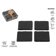 Подставка для посуды, 4 шт., 10х10 см., сланец  PERFECTO LINEA 28-220190