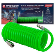 Шланг витой полиуретановый 8мм х 12мм х 5м с быстроразъемами  ...Forsage F-1208-5Green