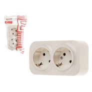 Розетка 2-ая (открытая, с/з) бежевая, Bailly  LEIDEN ELECTRIC 8760908060255